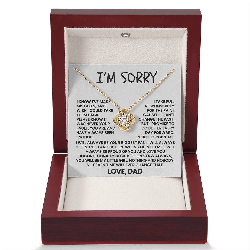 To My Daughter - "I'm Sorry, Please Forgive Me" Love Knot Necklace