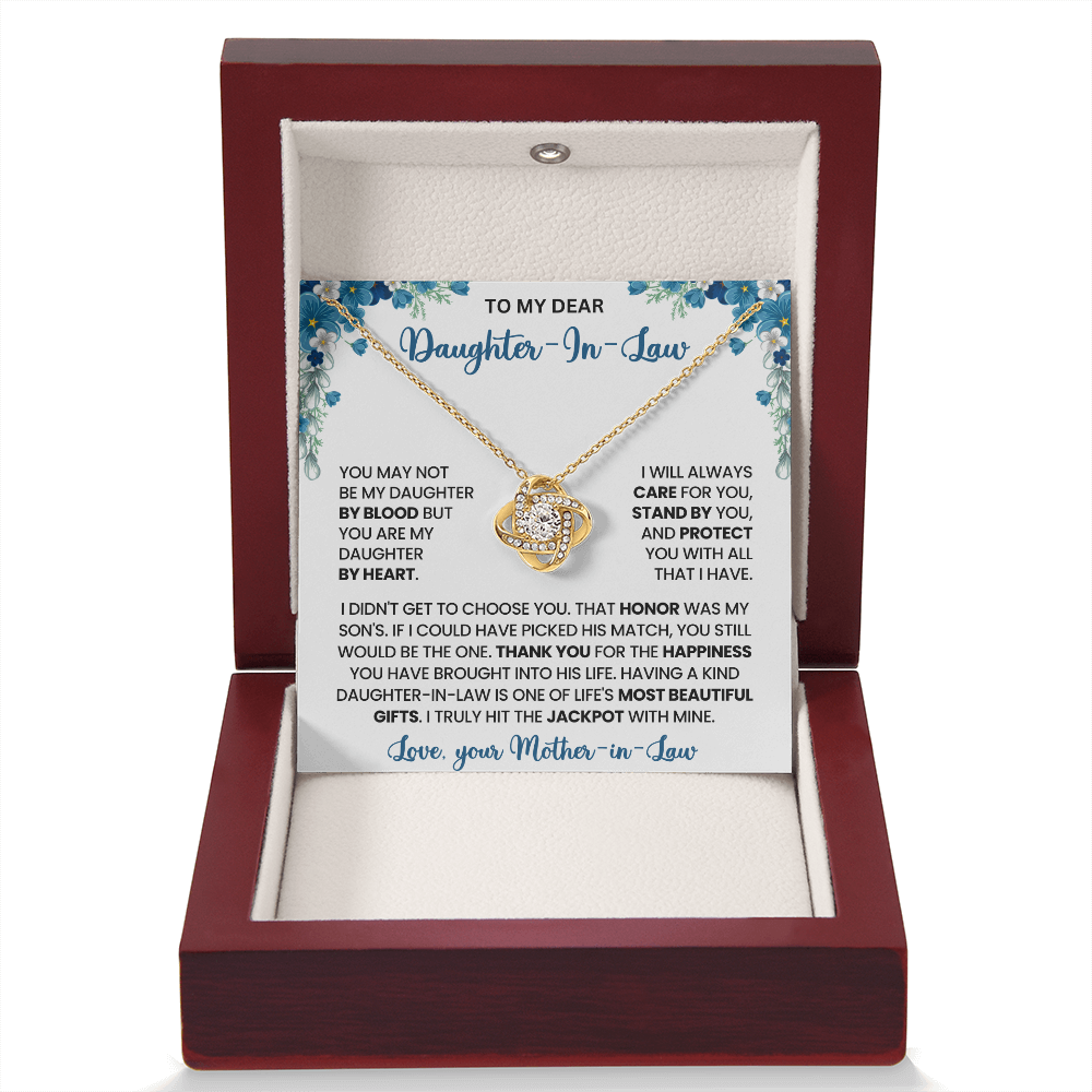 To My Daughter-in-Law – “Daughter by Heart” Love Knot Necklace