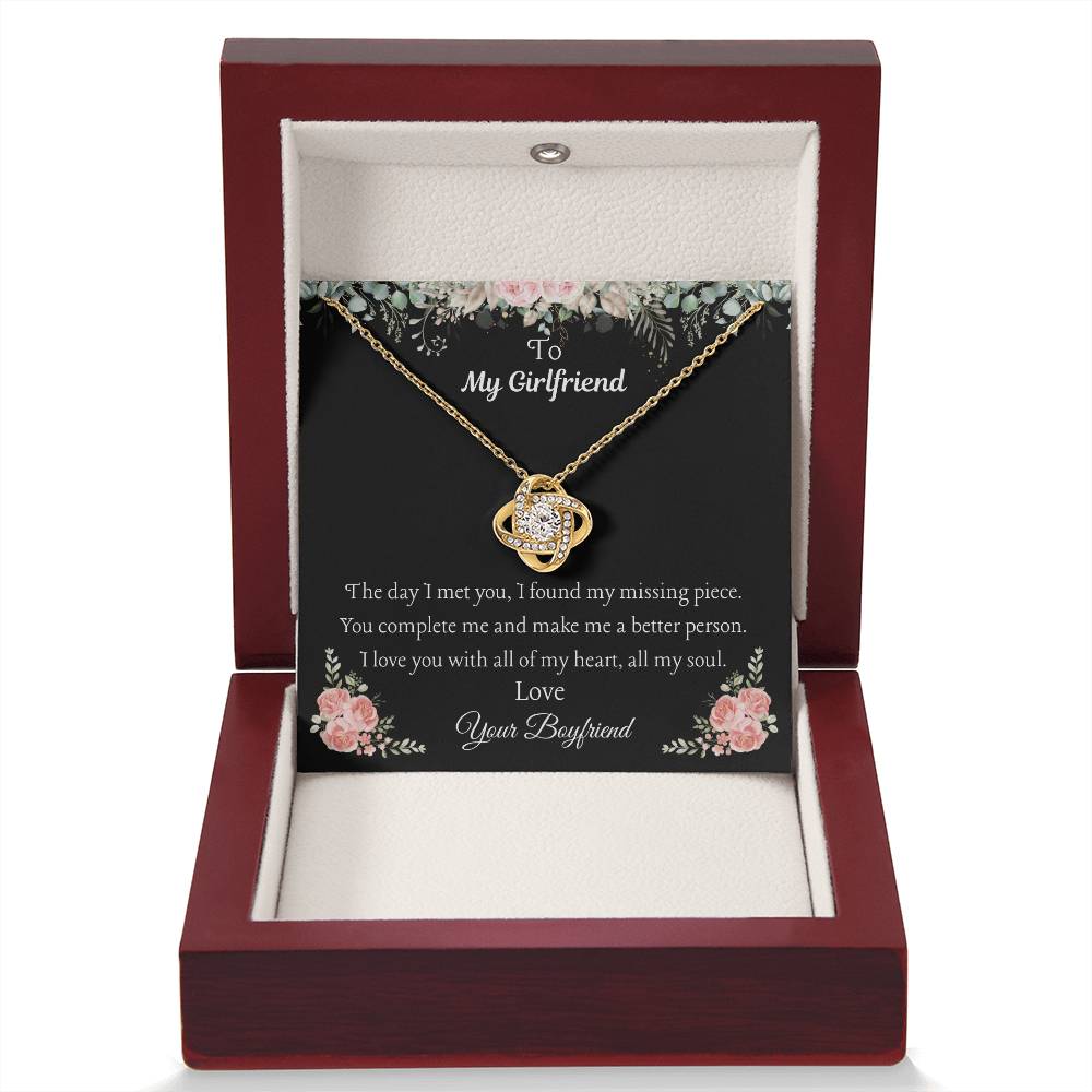 To My Girlfriend - "I Found My Missing Piece" Love Knot Necklace