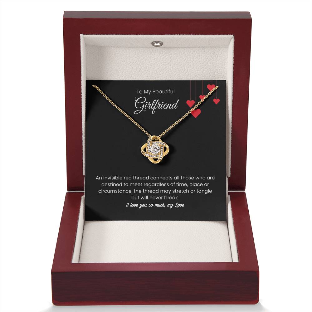 To My Beautiful Girlfriend - "The Red Thread of Fate" Love Knot Necklace