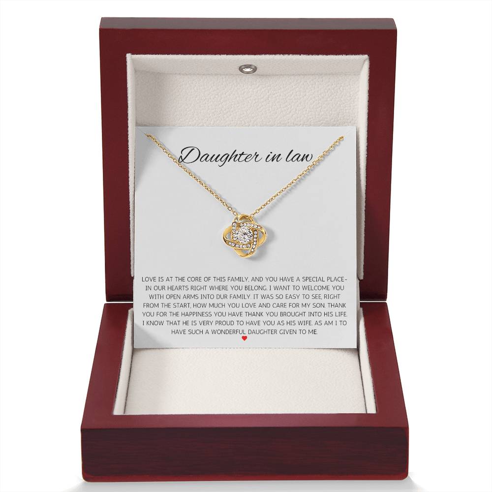 To My Daughter-in-Law – “Welcome to Our Family” Love Knot Necklace