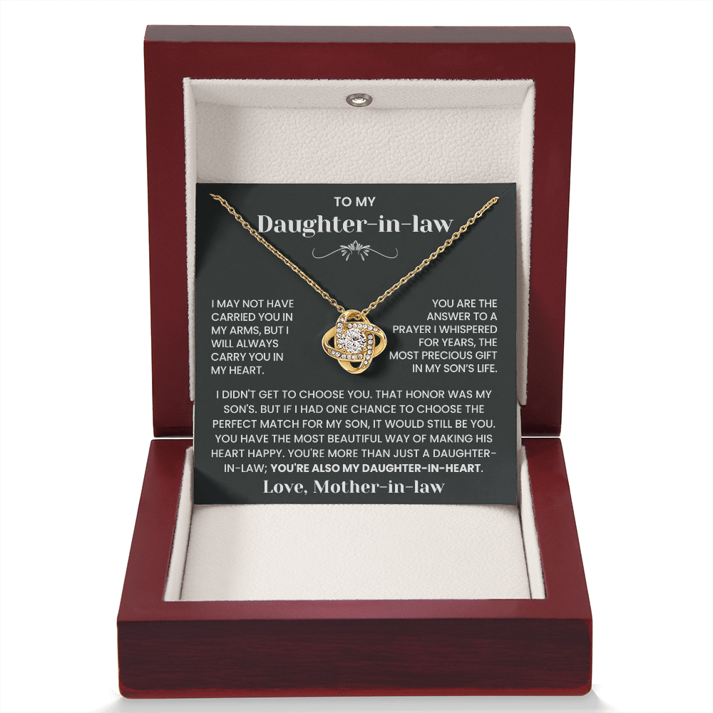 To My Daughter-in-Law – “Daughter-in-Heart” Love Knot Necklace
