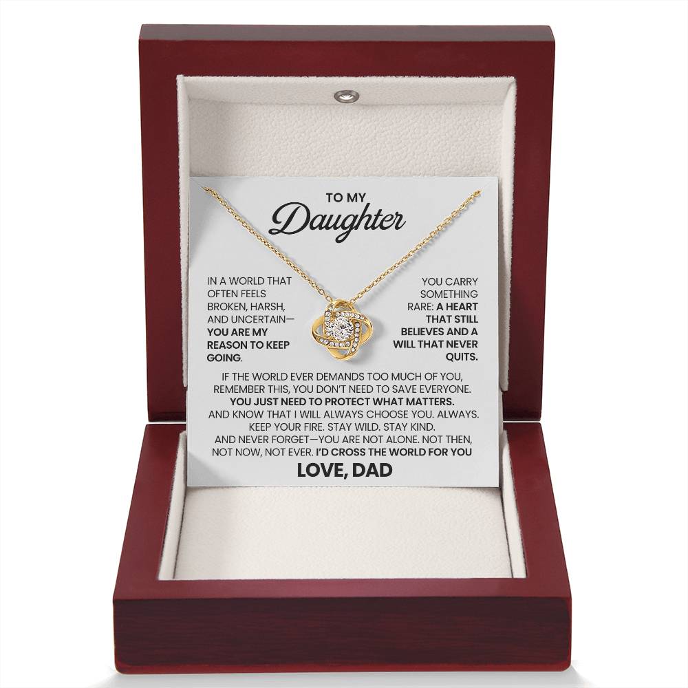 To My Daughter - "Stay Wild, Stay Kind" Love Knot Necklace