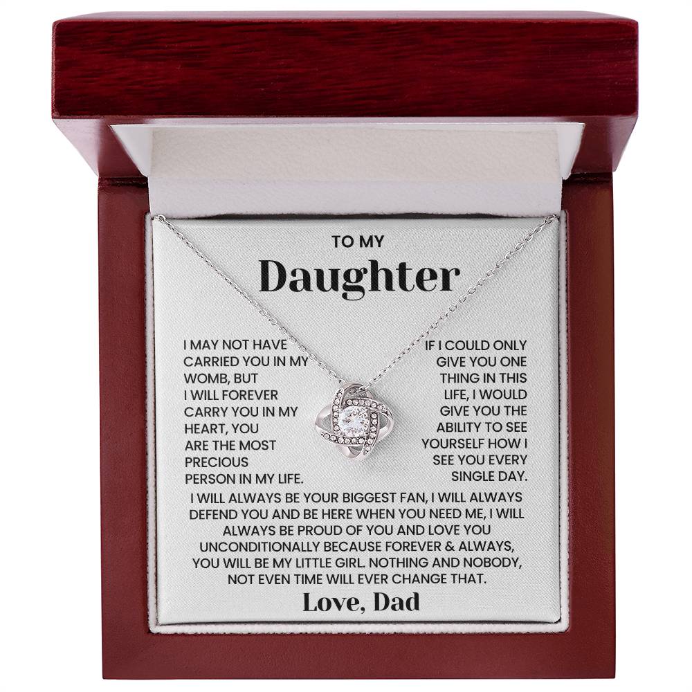 To My Daughter - "Forever Carry You In My Heart" Love Knot Necklace
