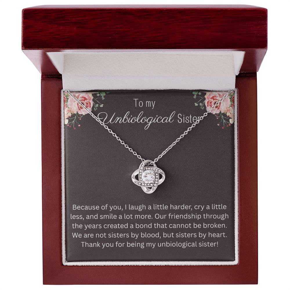 To My Unbiological Sister - "Bond That Cannot Be Broken" Love Knot Necklace