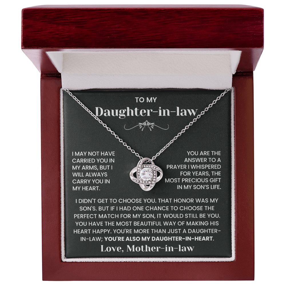 To My Daughter-in-Law – “Daughter-in-Heart” Love Knot Necklace