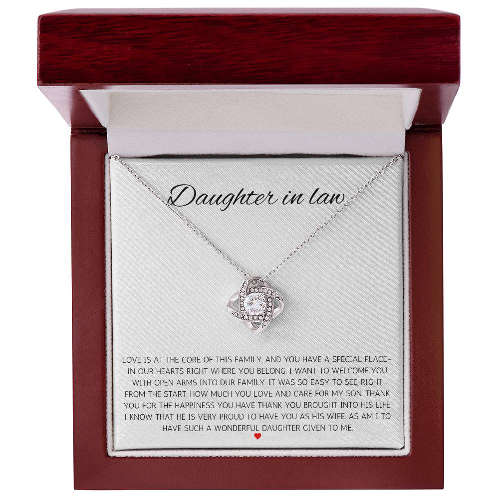 To My Daughter-in-Law – “Welcome to Our Family” Love Knot Necklace