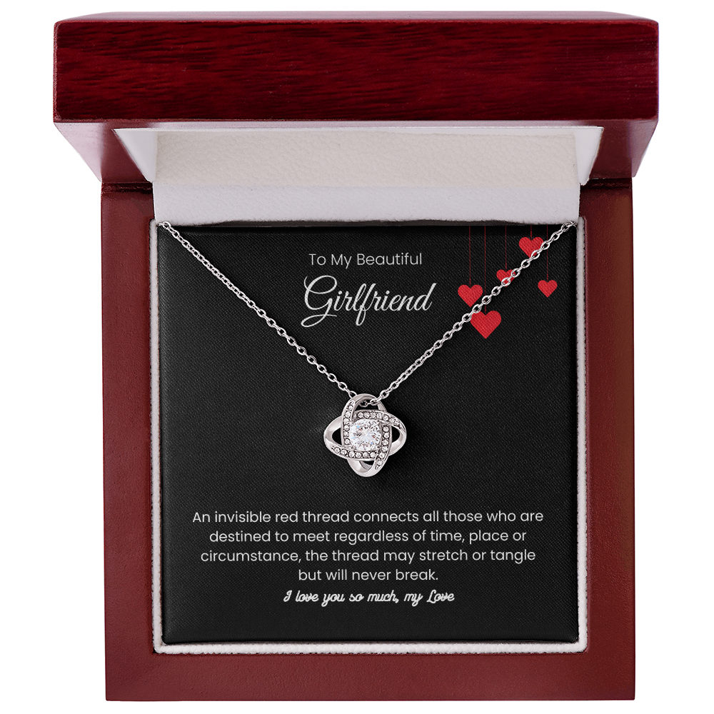 To My Beautiful Girlfriend - "The Red Thread of Fate" Love Knot Necklace
