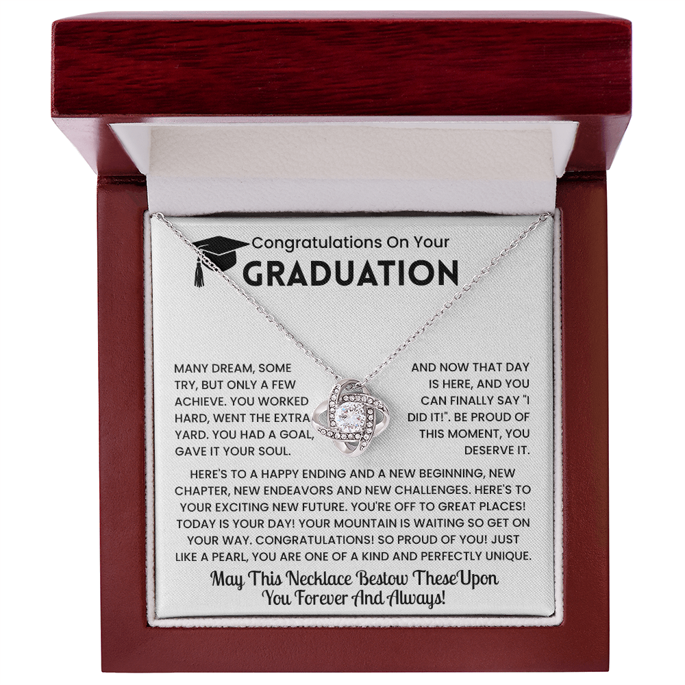 Congratulations Graduation Gift - ''A New Beginning'' Love Knot Necklace