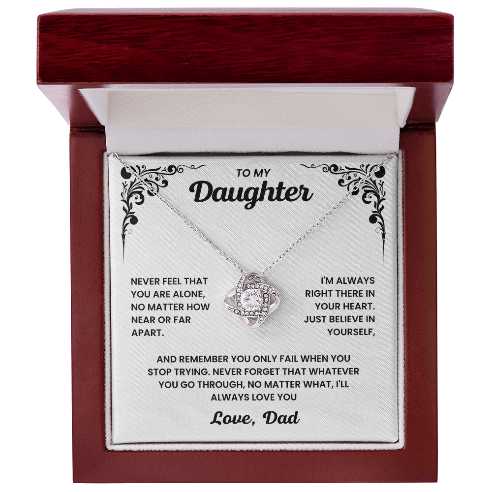 To My Daughter – “Never Alone” Love Knot Necklace
