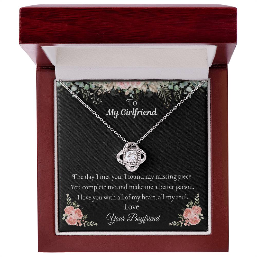 To My Girlfriend - "I Found My Missing Piece" Love Knot Necklace