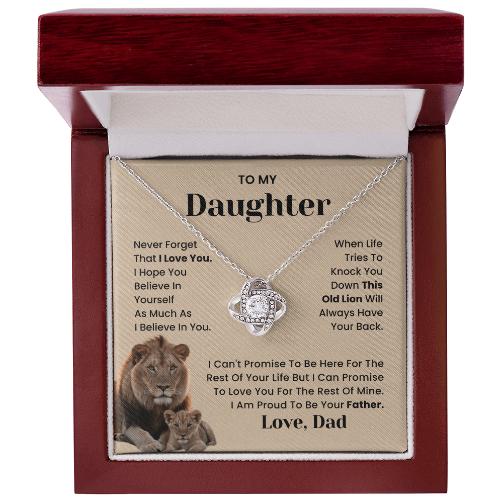 To My Daughter-"I'll Always Have Your Back" Love Knot Necklace