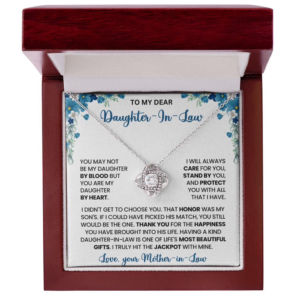 To My Daughter-in-Law – “Daughter by Heart” Love Knot Necklace