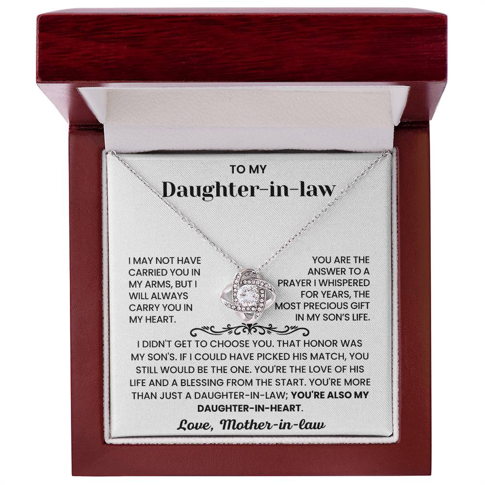 To My Daughter-in-Law – "Daughter-in-Heart" Love Knot Nacklace