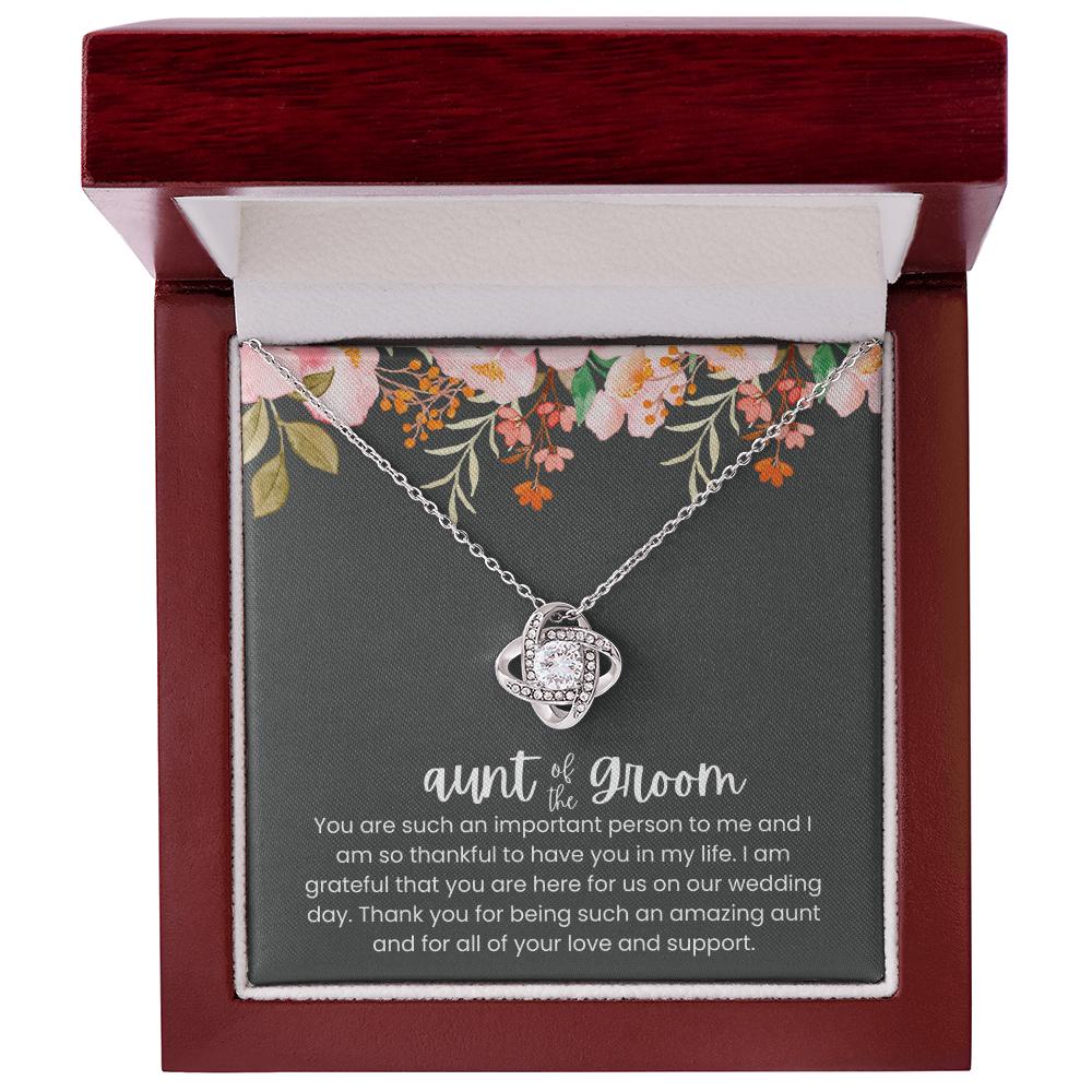 To My Aunt of the Groom - "A Special Role on Our Wedding Day" Love Knot Necklace