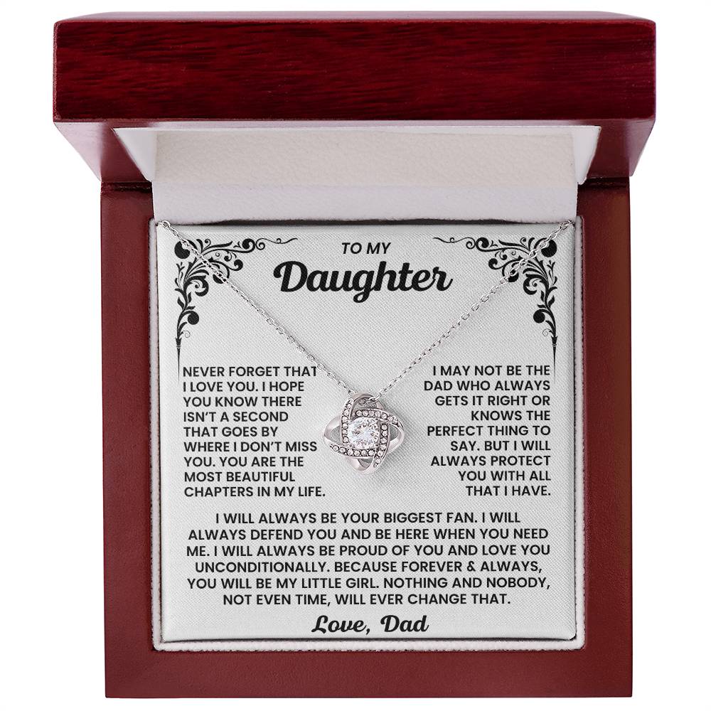 To My Daughter – “Forever My Little Girl” Love Knot Necklace