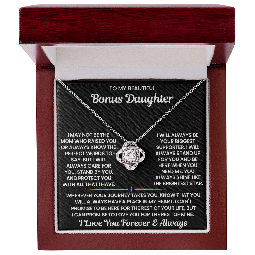 To My Beautiful Bonus Daughter “Brightest Star” Heartfelt Necklace Gift