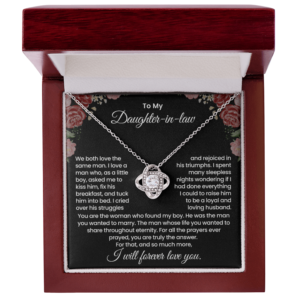 To My Daughter-in-law – "The Woman Who Loves My Son" Love Knot Necklace