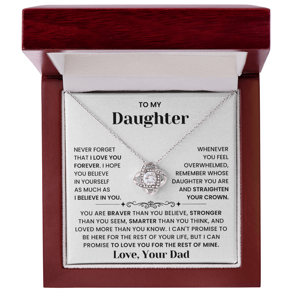 To My Daughter-"Straighten Your Crown" Love Knot Necklace