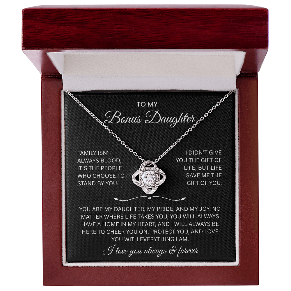To My Bonus Daughter “Always & Forever Loved” Heartfelt Necklace