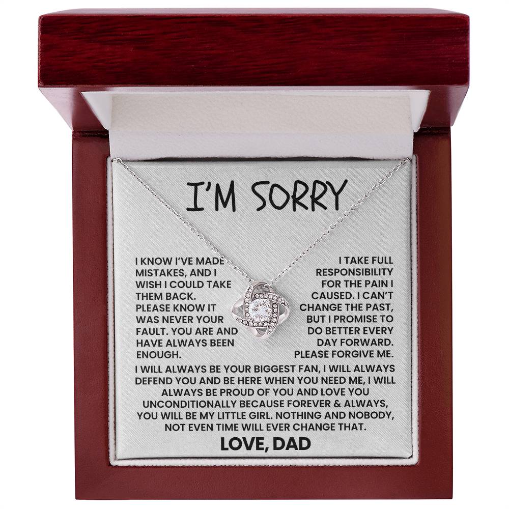 To My Daughter - "I'm Sorry, Please Forgive Me" Love Knot Necklace