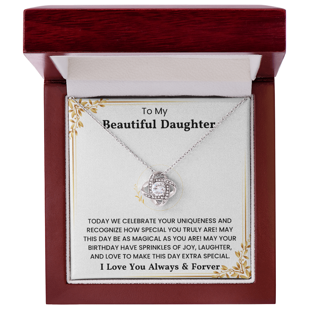 To My Daughter – “You Are So Kind & Strong” Love Knot Necklace