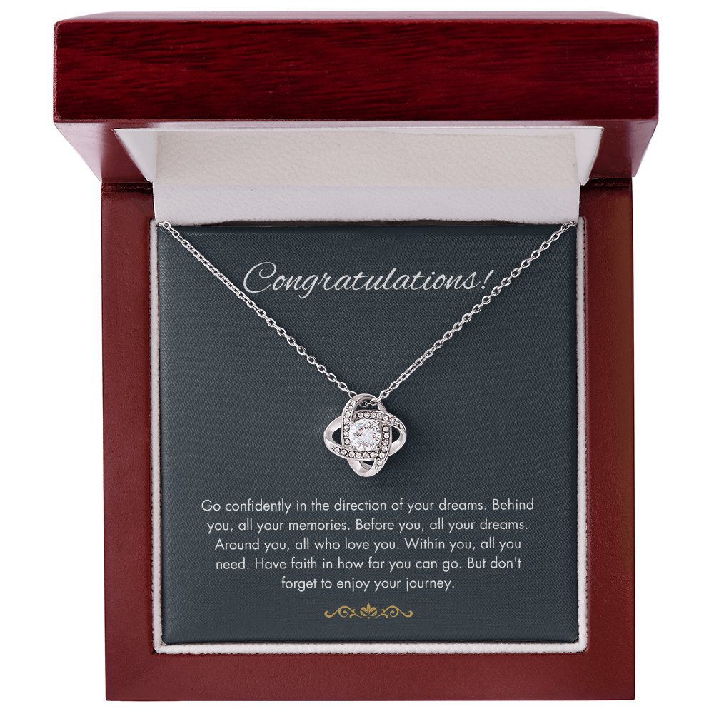 Congratulations Gift - ''Follow Your Dreams'' Love Knot Necklace