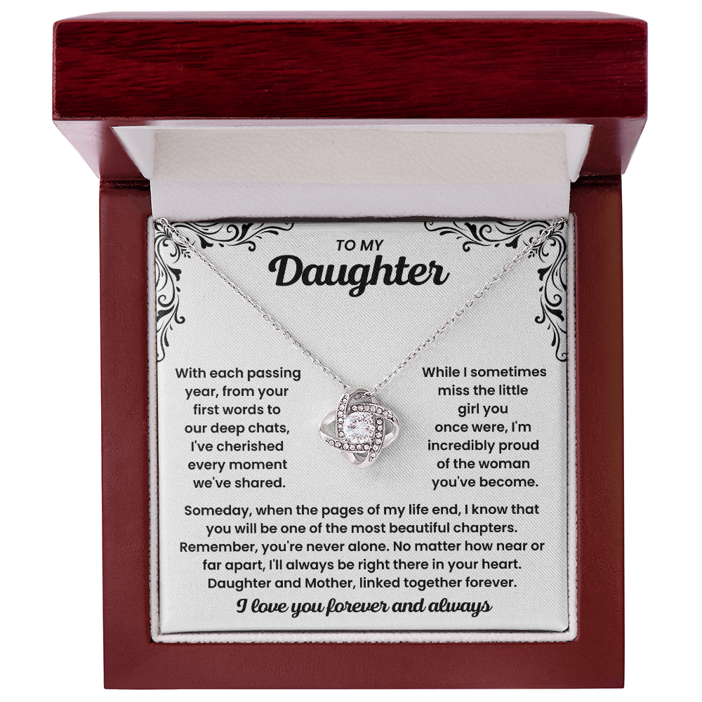 To My Daughter - "I Love You Forever And Always" Love Knot Necklace