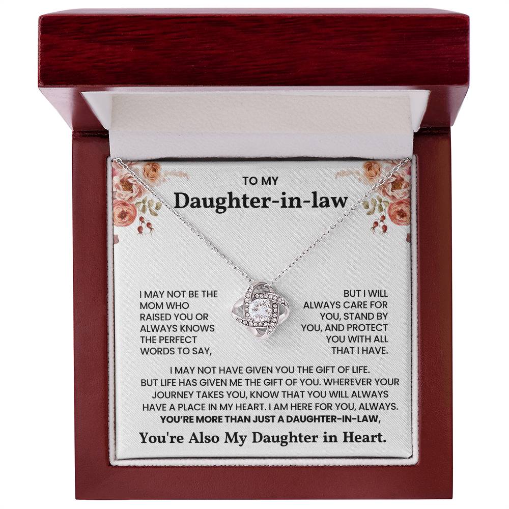 To My Daughter-in-Law – "I will always care for you" Love Knot Necklace