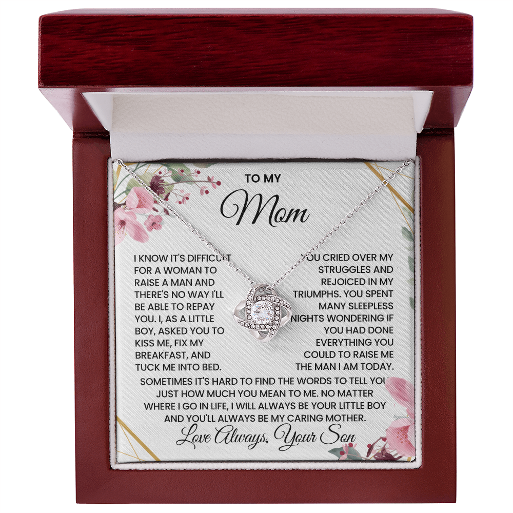 To My Mom – “Forever Your Son” Love Knot Necklace