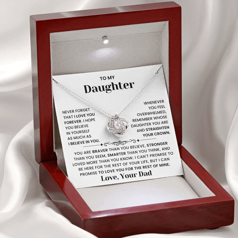 To My Daughter-"Straighten Your Crown" Love Knot Necklace