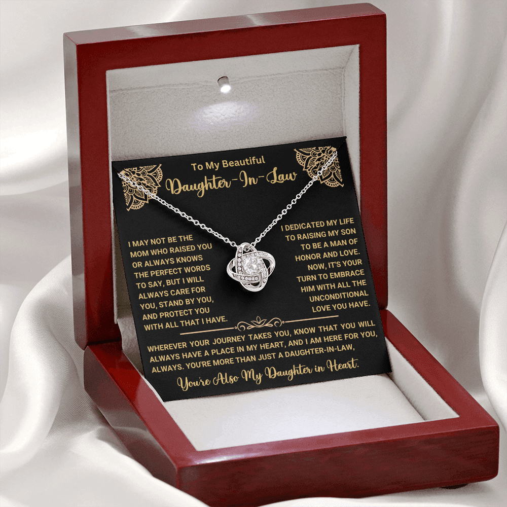 To My Beautiful Daughter-In-Law – “Daughter in Heart” Love Knot Necklace
