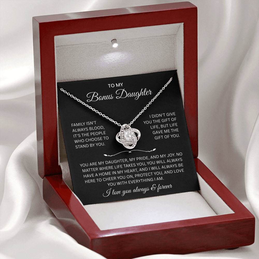 To My Bonus Daughter “Always & Forever Loved” Heartfelt Necklace