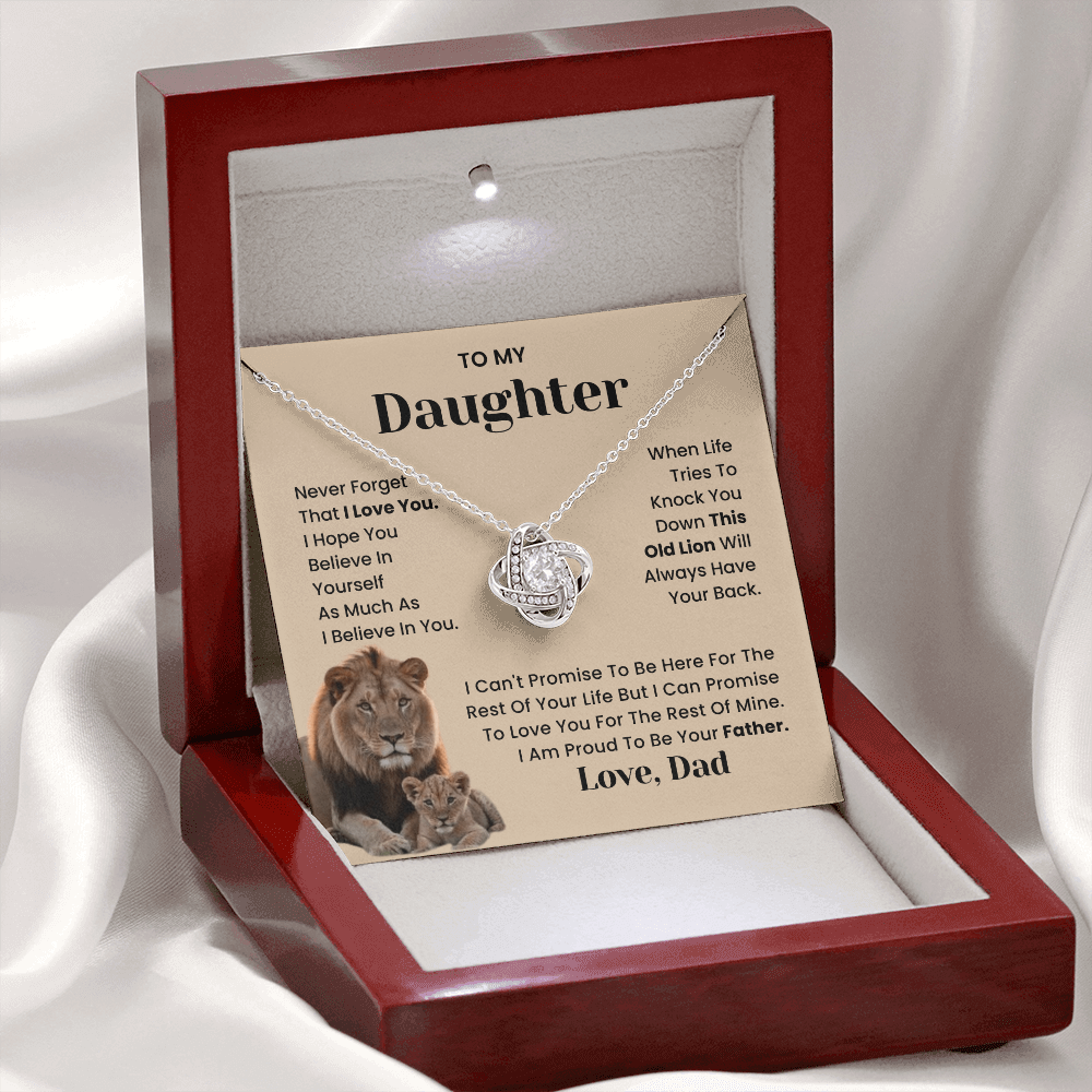 To My Daughter-"I'll Always Have Your Back" Love Knot Necklace