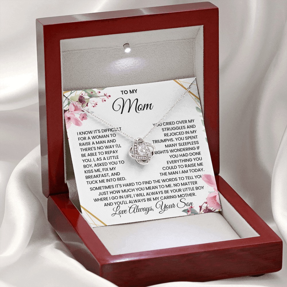 To My Mom – “Forever Your Son” Love Knot Necklace