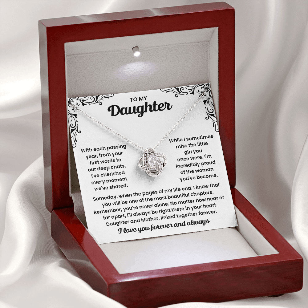 To My Daughter - "I Love You Forever And Always" Love Knot Necklace