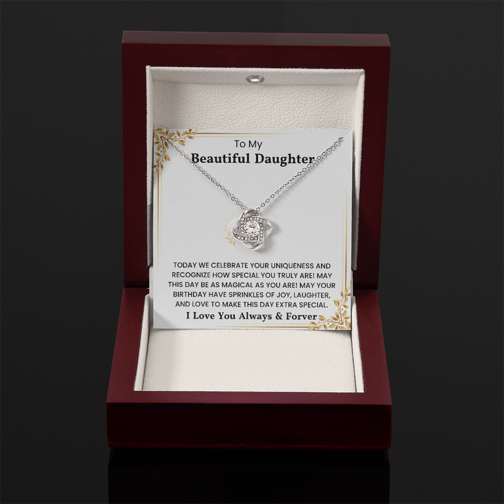 To My Daughter – “You Are So Kind & Strong” Love Knot Necklace