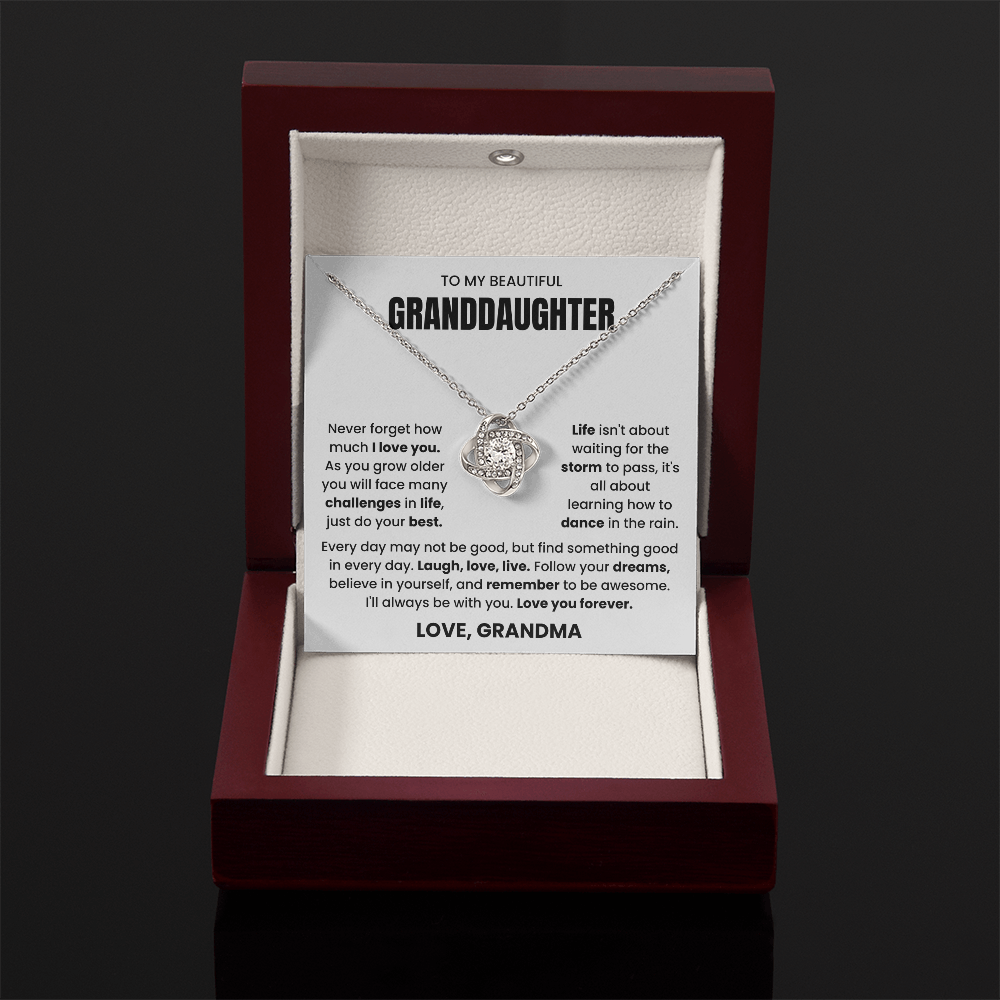 To My Granddaughter - "Love You Forever" Love Knot Necklace