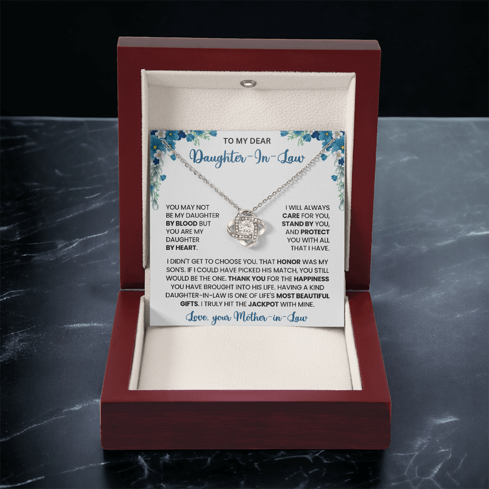 To My Daughter-in-Law – “Daughter by Heart” Love Knot Necklace