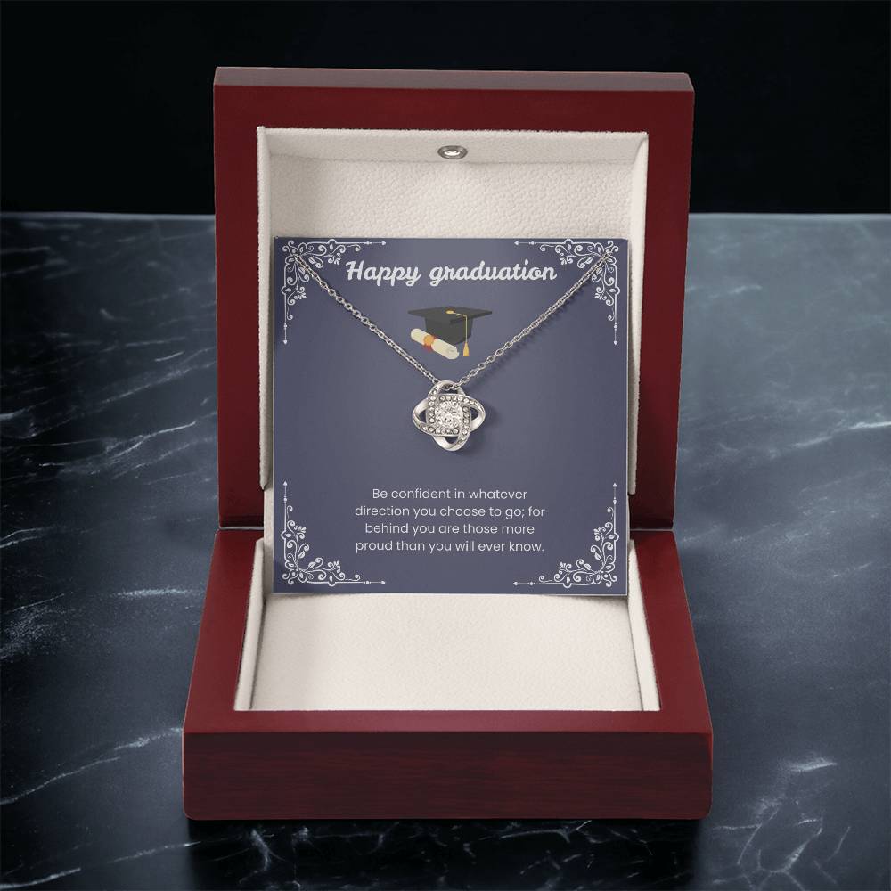 Graduation Gift: "Be Confident" Love Knot Necklace