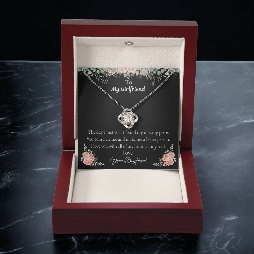 To My Girlfriend - "I Found My Missing Piece" Love Knot Necklace