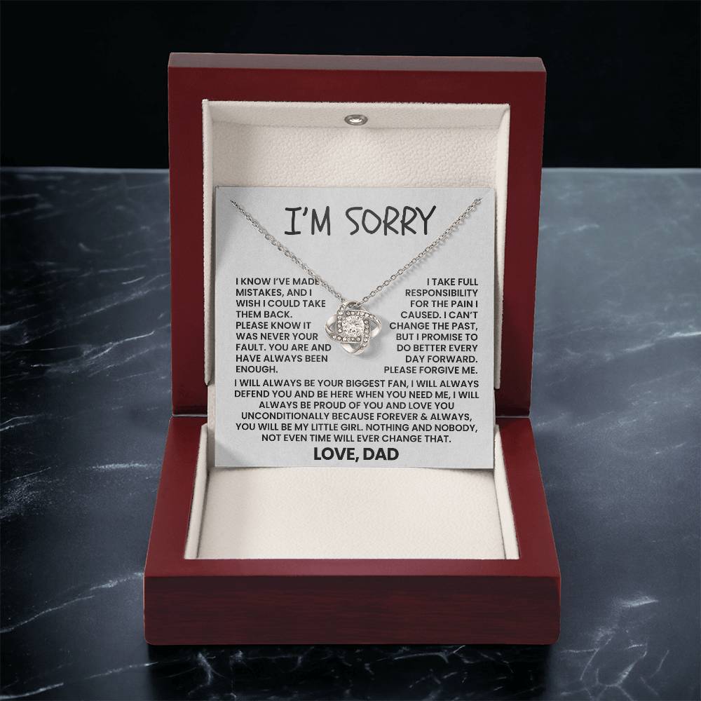 To My Daughter - "I'm Sorry, Please Forgive Me" Love Knot Necklace