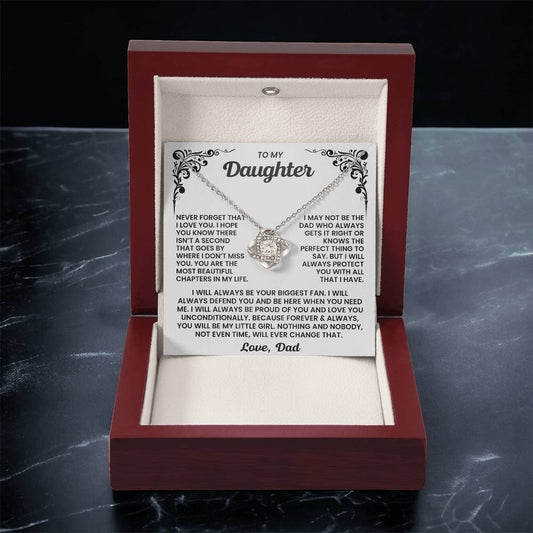 To My Daughter – “Forever My Little Girl” Love Knot Necklace