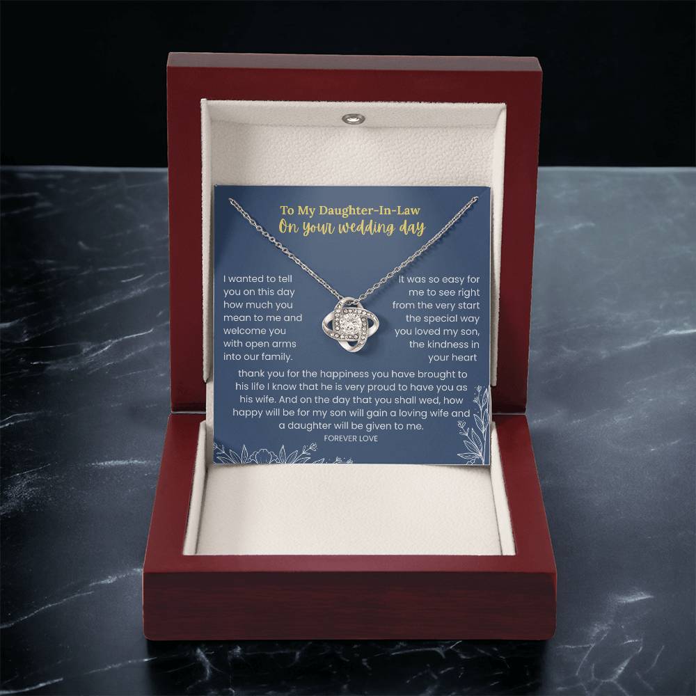 To My Daughter-In-Law - "On Your Wedding Day" Love Knot Necklace