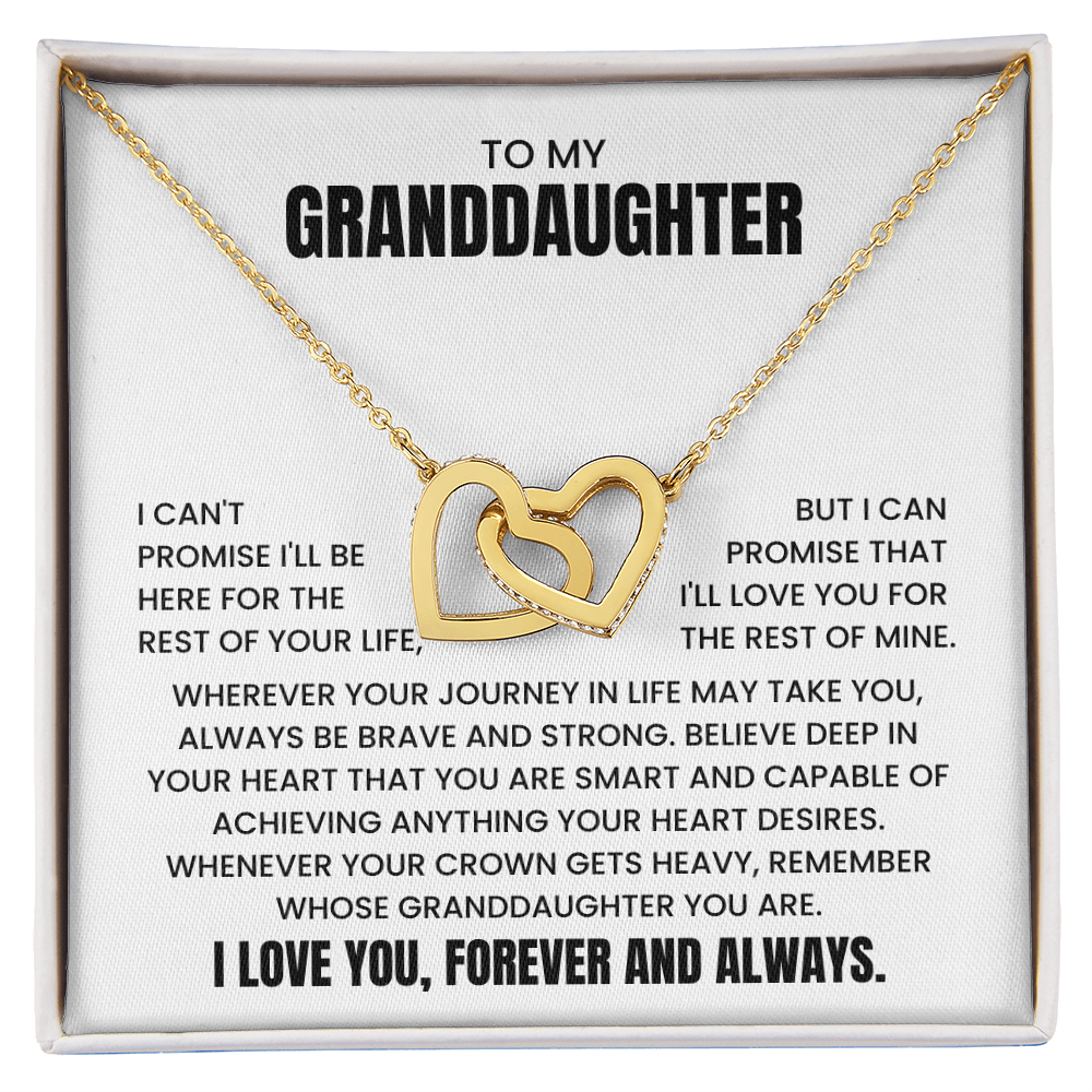 To My Granddaughter - "Always Be Brave And Strong" Interlocking Hearts Necklace