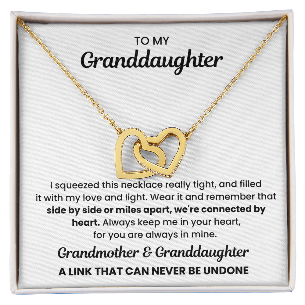 To My Granddaughter-"We're Connected By Heart" Interlocking Hearts Necklace