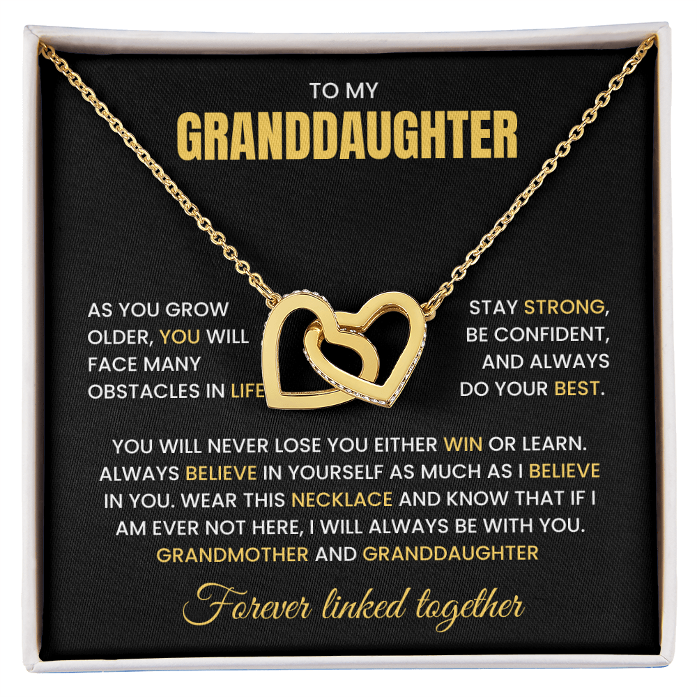 To My Granddaughter-"Stay Strong" Interlocking Hearts Necklace
