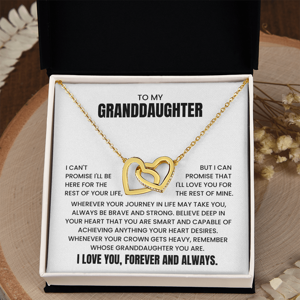 To My Granddaughter - "Always Be Brave And Strong" Interlocking Hearts Necklace