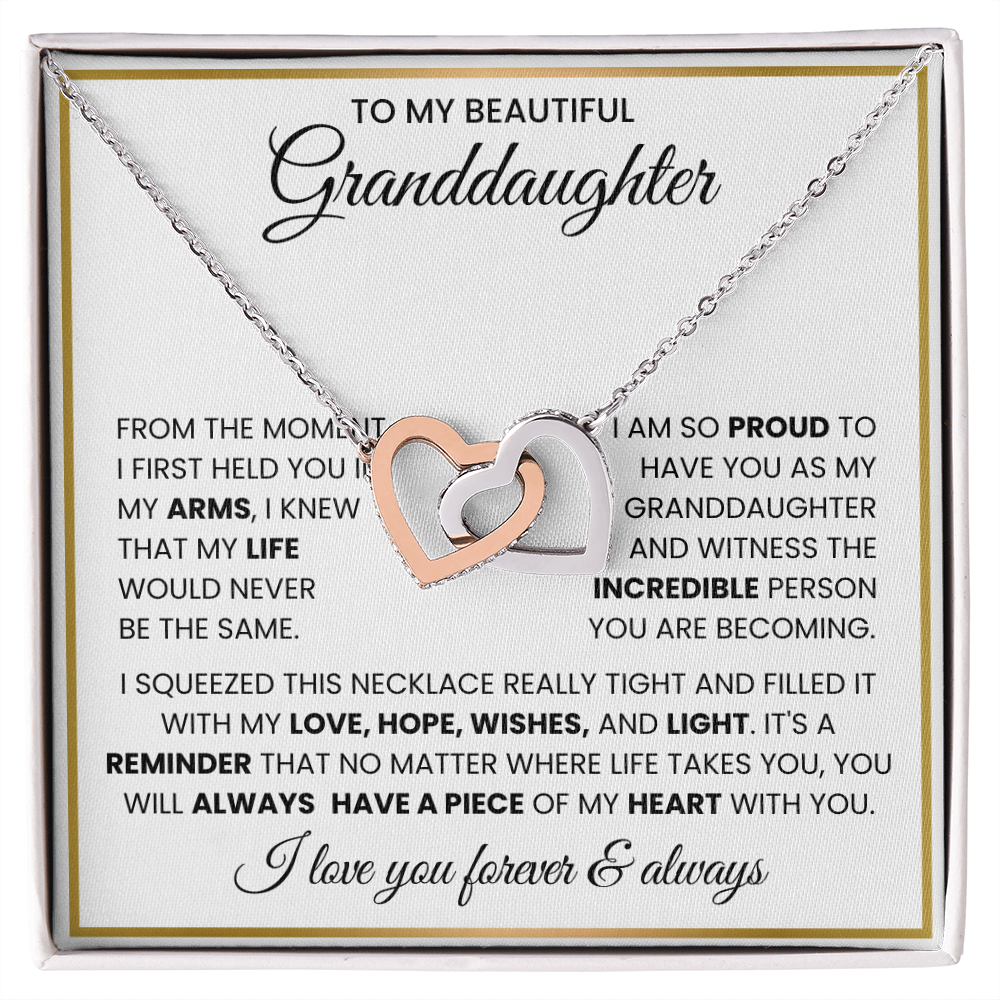 To My Beautiful Granddaughter “Piece of My Heart” Sentimental Gift Necklace