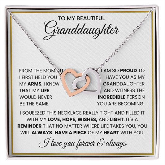 To My Beautiful Granddaughter “Piece of My Heart” Sentimental Gift Necklace
